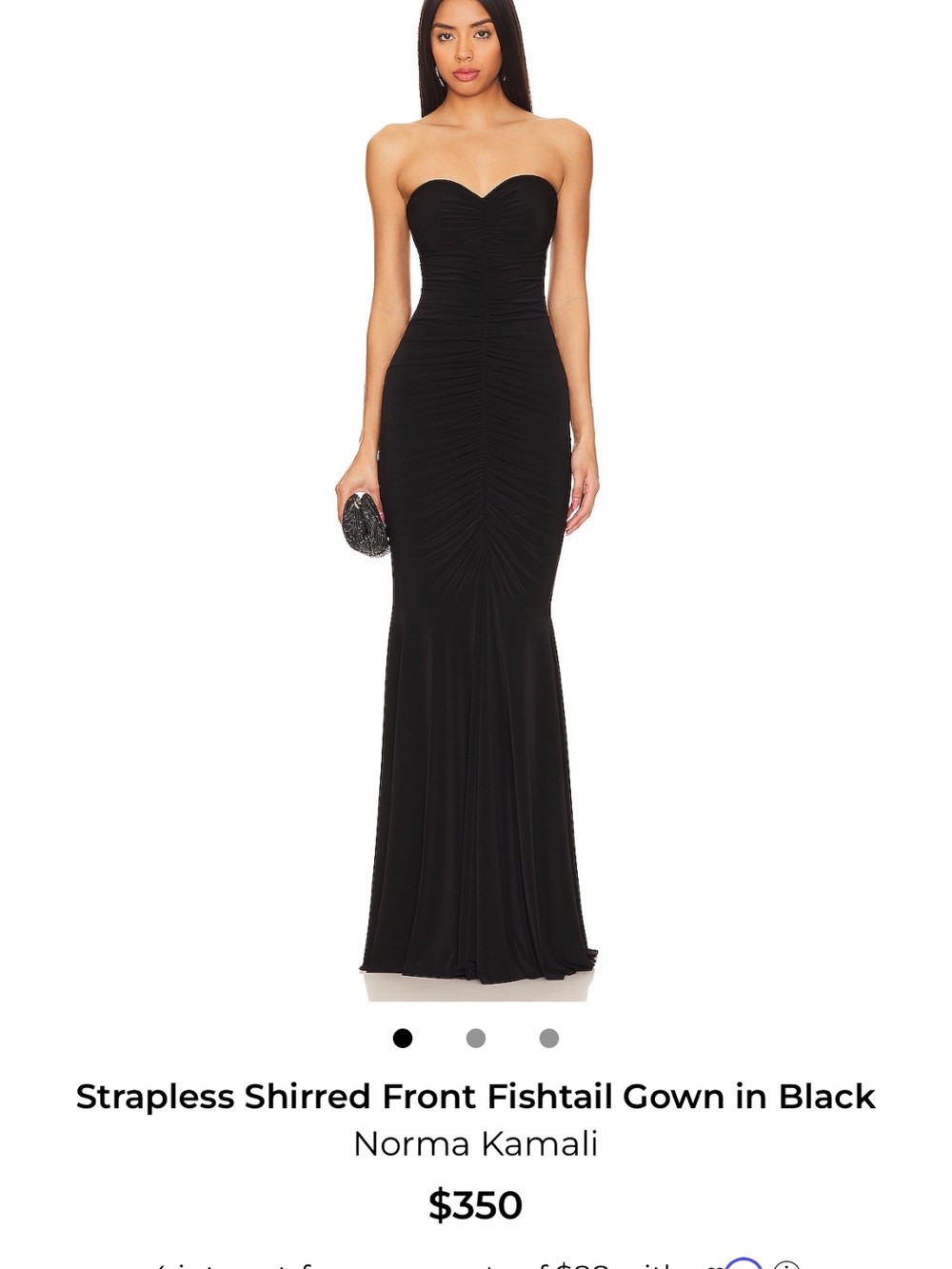 Norma Kamali Strapless Shirred Fishtail Gown — Black